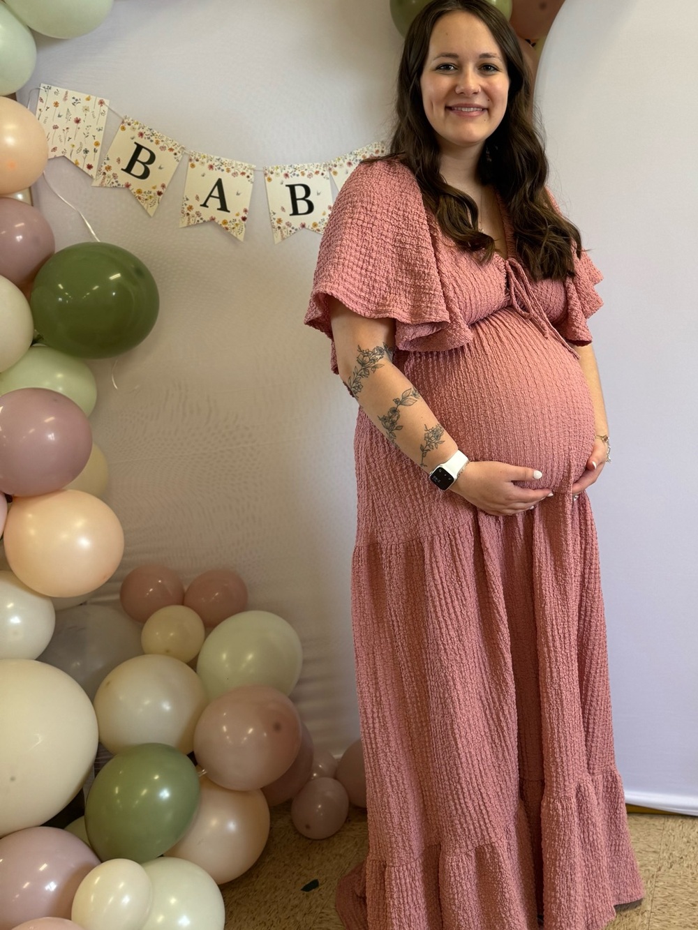 Mauve Pink Maternity Maxi Dress